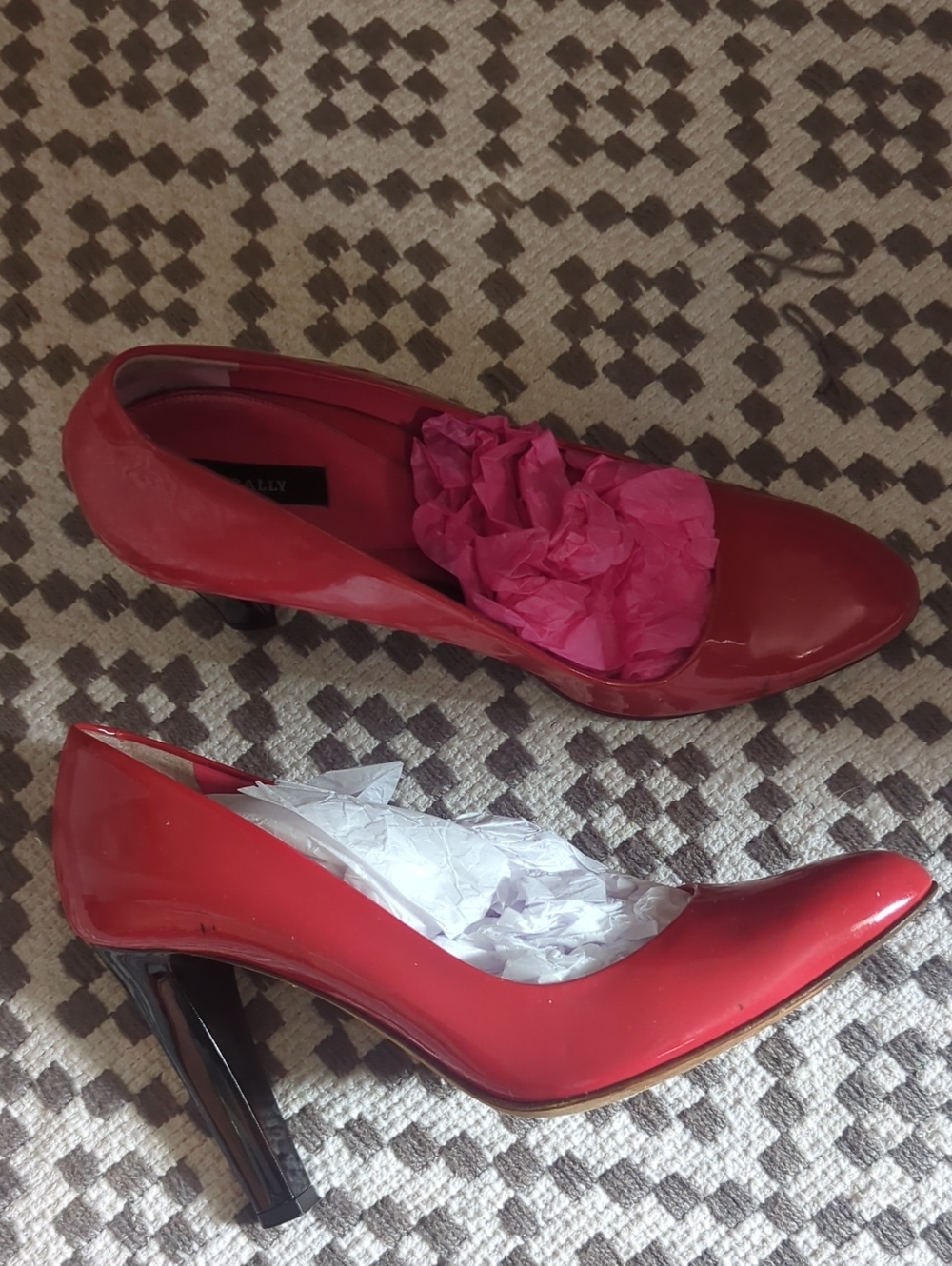 Bally Red Patent Mid-Heel Pumps